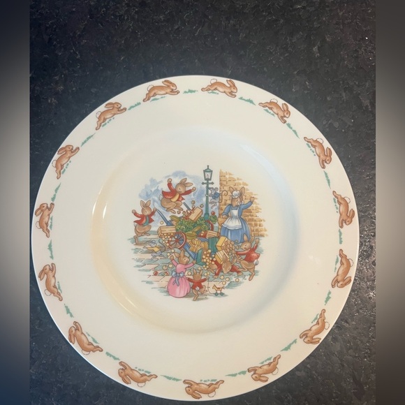 Vintage Royal Doulton "Bunnykins" 1936 English Fine China Plate Cart Play 8” - Picture 1 of 3